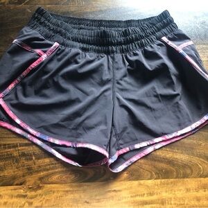 Women's Black Athletic Shorts with Pink Trim
